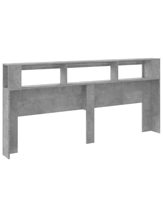 Gultas galvgalis ar led, betona pelēks, 220x18,5x103,5 cm, koks