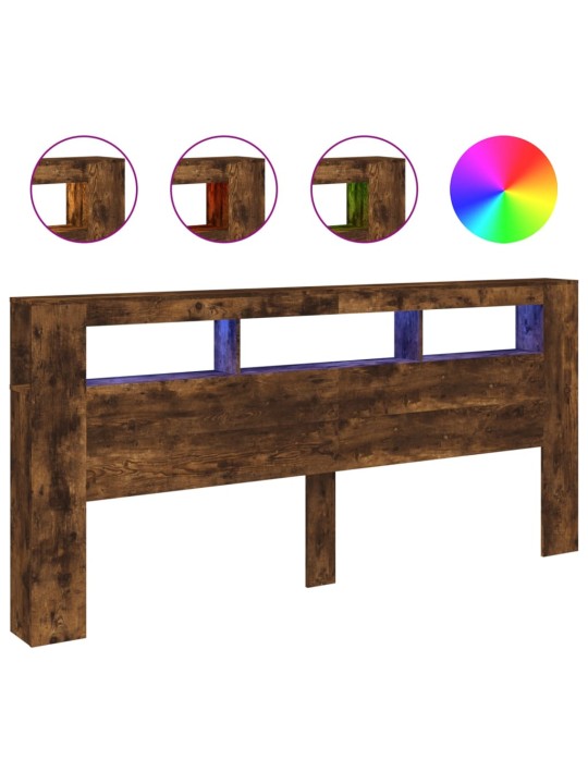 Gultas galvgalis ar led, ozola krāsa, 220x18,5x103,5 cm, koks