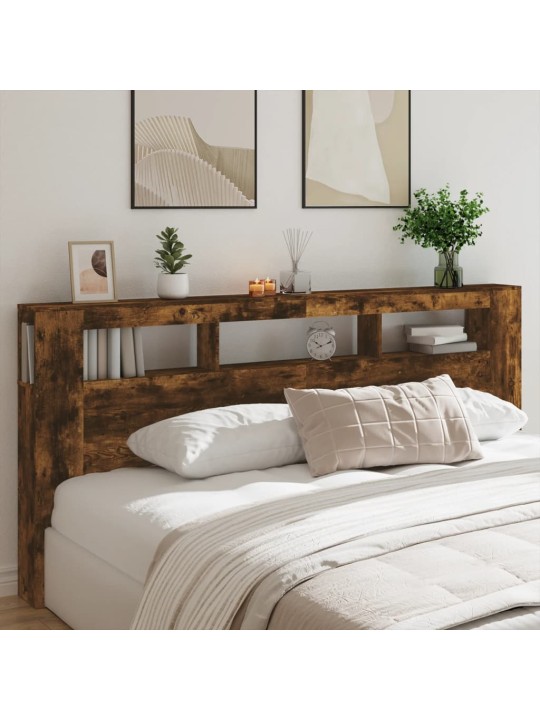 Gultas galvgalis ar led, ozola krāsa, 220x18,5x103,5 cm, koks