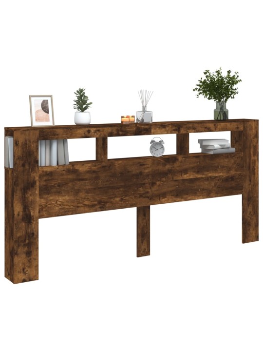 Gultas galvgalis ar led, ozola krāsa, 220x18,5x103,5 cm, koks