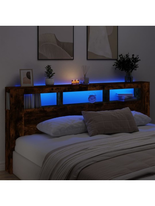 Gultas galvgalis ar led, ozola krāsa, 220x18,5x103,5 cm, koks