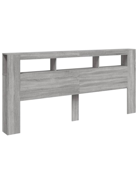 Gultas galvgalis ar led, pelēka ozola, 220x18,5x103,5 cm, koks