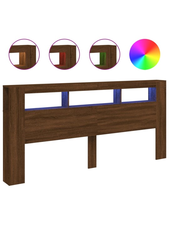 Gultas galvgalis ar LED, ozola krāsa, 220x18,5x103,5 cm, koks