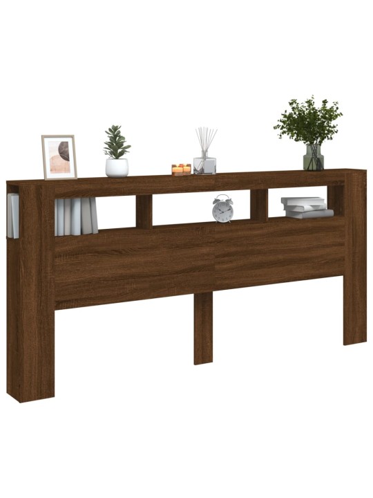 Gultas galvgalis ar LED, ozola krāsa, 220x18,5x103,5 cm, koks