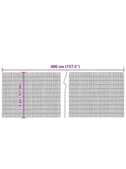 Dārza žogs, 400x100 cm, niedres