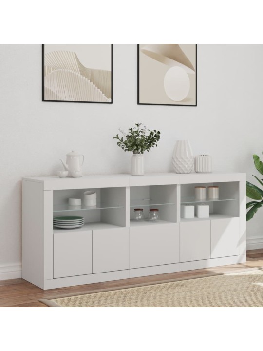 Kumode ar led lampiņām, 162x37x67 cm, balta