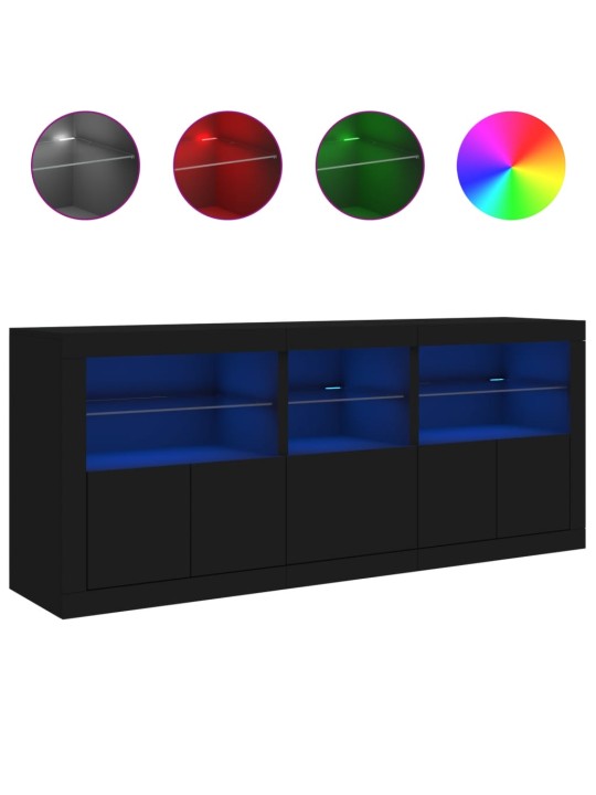 Kumode ar led lampiņām, melna, 162x37x67 cm