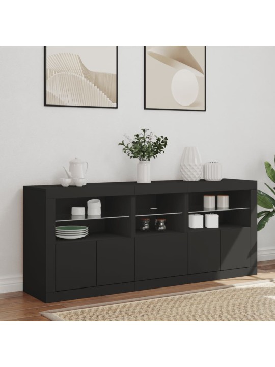 Kumode ar led lampiņām, melna, 162x37x67 cm