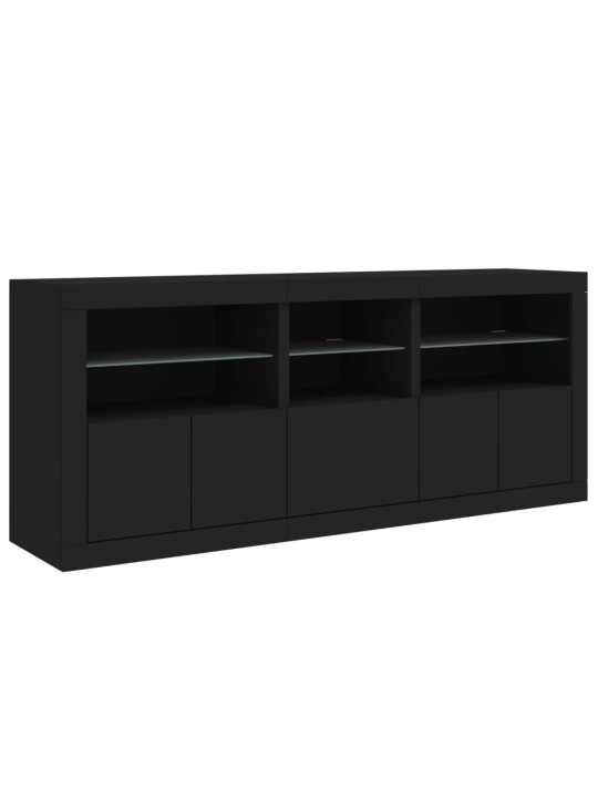 Kumode ar led lampiņām, melna, 162x37x67 cm