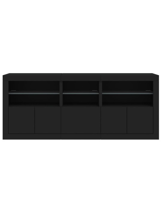 Kumode ar led lampiņām, melna, 162x37x67 cm