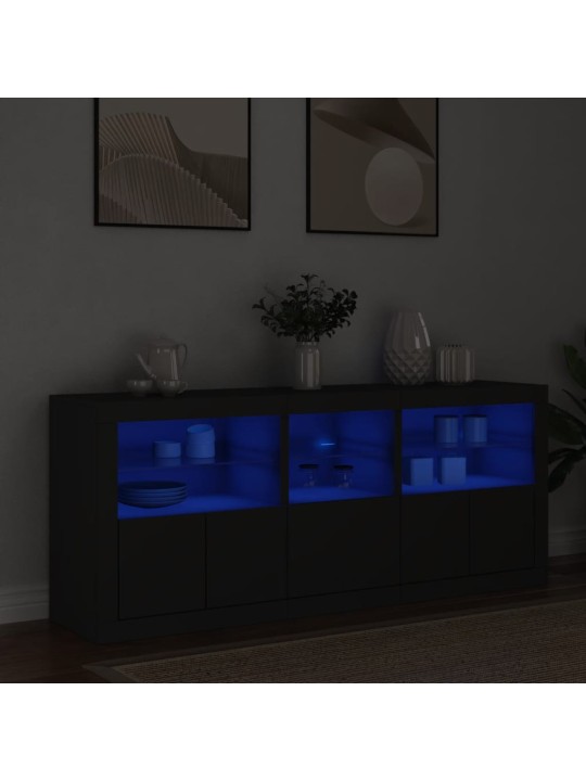 Kumode ar led lampiņām, melna, 162x37x67 cm