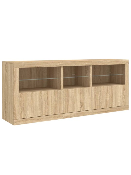 Kumode ar led lampiņām, ozolkoka krāsa, 162x37x67 cm