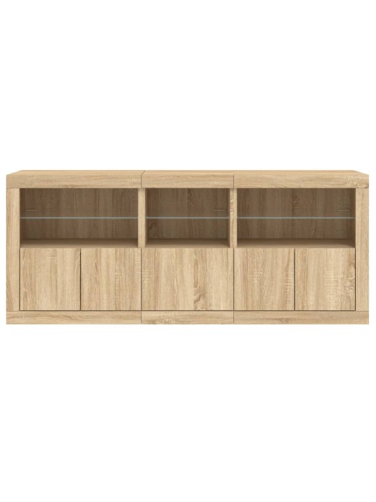 Kumode ar led lampiņām, ozolkoka krāsa, 162x37x67 cm