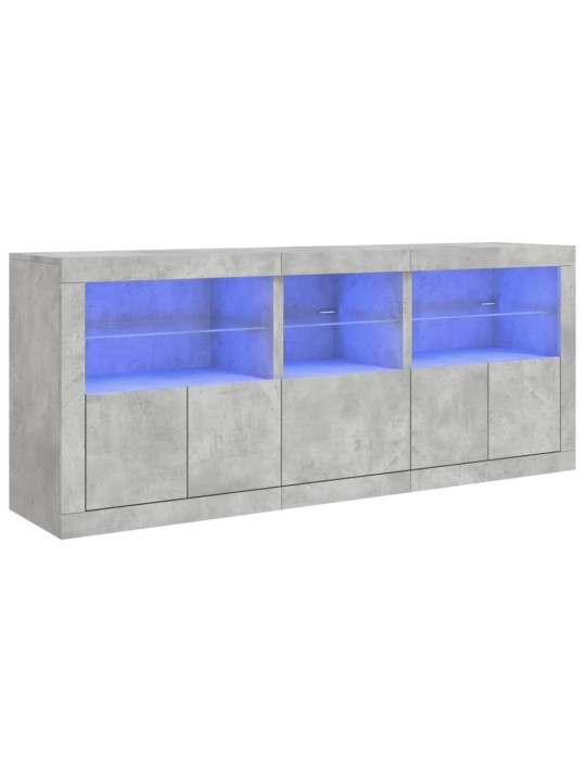 Kumode ar led lampiņām, betona pelēka, 162x37x67 cm