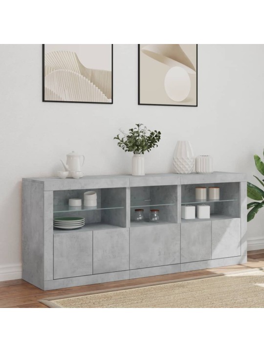 Kumode ar led lampiņām, betona pelēka, 162x37x67 cm