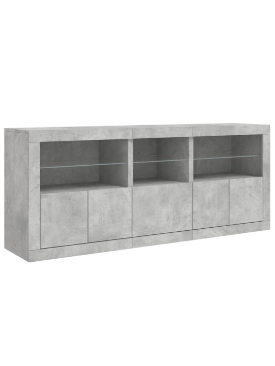 Kumode ar led lampiņām, betona pelēka, 162x37x67 cm