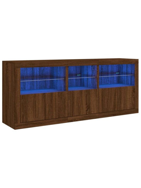 Kumode ar led lampiņām, ozolkoka krāsa, 162x37x67 cm