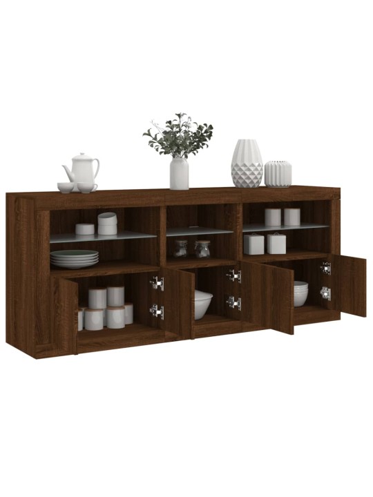 Kumode ar led lampiņām, ozolkoka krāsa, 162x37x67 cm