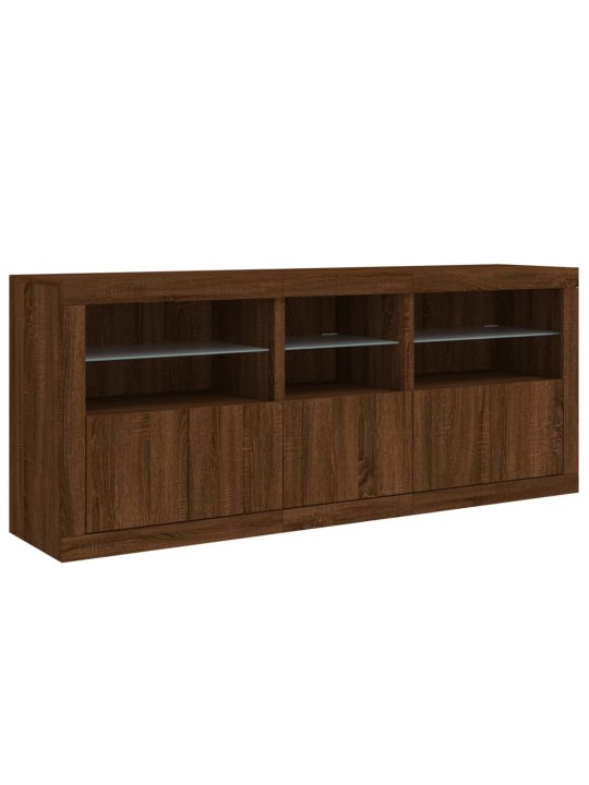 Kumode ar led lampiņām, ozolkoka krāsa, 162x37x67 cm