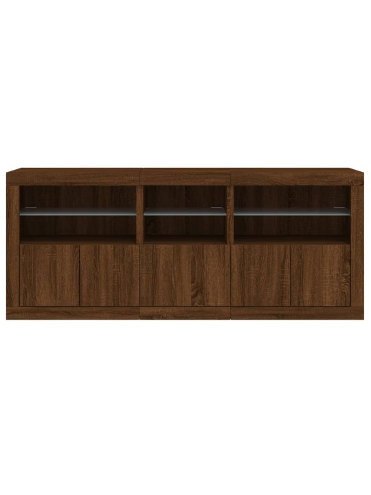 Kumode ar led lampiņām, ozolkoka krāsa, 162x37x67 cm