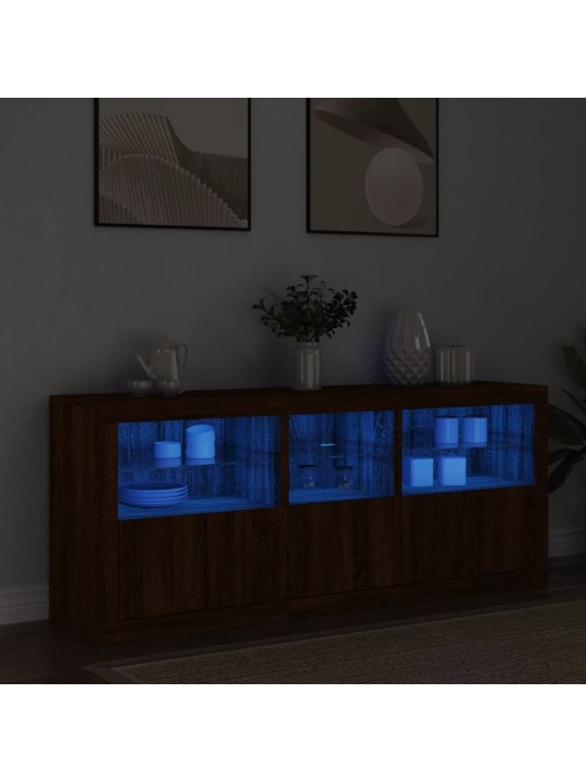 Kumode ar led lampiņām, ozolkoka krāsa, 162x37x67 cm