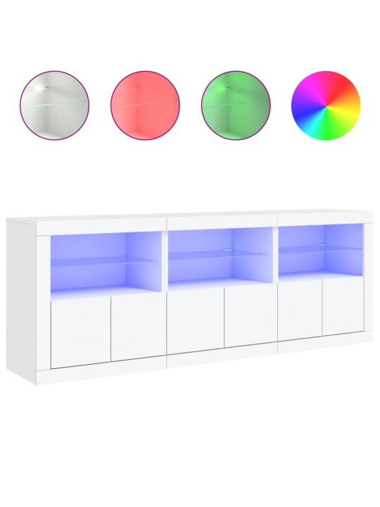 Kumode ar led lampiņām, balta, 181,5x37x67 cm