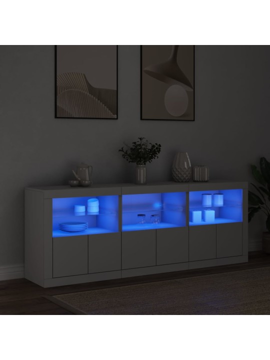 Kumode ar led lampiņām, balta, 181,5x37x67 cm