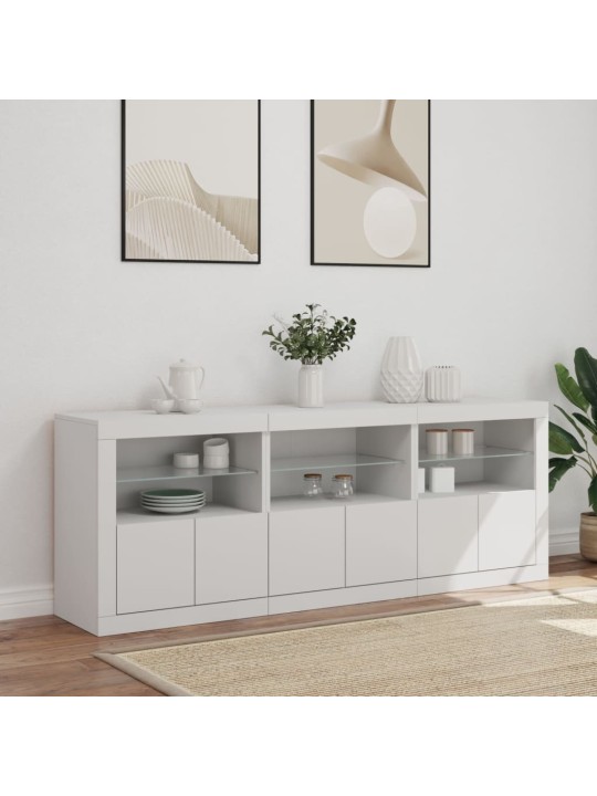 Kumode ar led lampiņām, balta, 181,5x37x67 cm