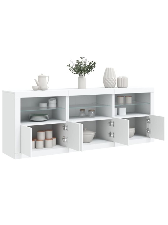 Kumode ar led lampiņām, balta, 181,5x37x67 cm