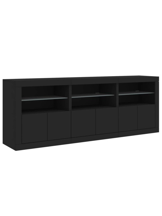 Kumode ar led lampiņām, melna, 181,5x37x67 cm