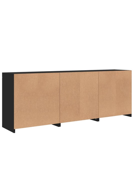 Kumode ar led lampiņām, melna, 181,5x37x67 cm