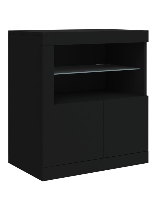 Kumode ar led lampiņām, melna, 181,5x37x67 cm