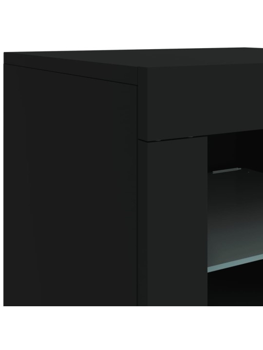 Kumode ar led lampiņām, melna, 181,5x37x67 cm