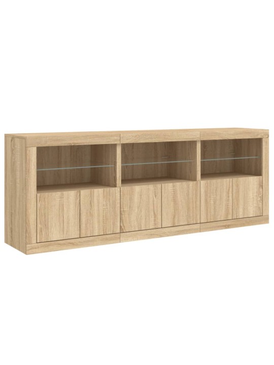 Kumode ar led lampiņām, ozolkoka krāsa, 181,5x37x67 cm