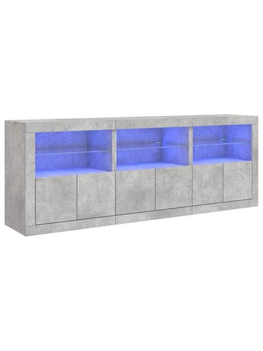 Kumode ar led lampiņām, betona pelēka, 181,5x37x67 cm