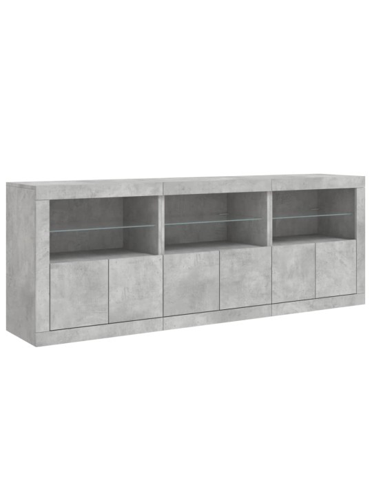 Kumode ar led lampiņām, betona pelēka, 181,5x37x67 cm