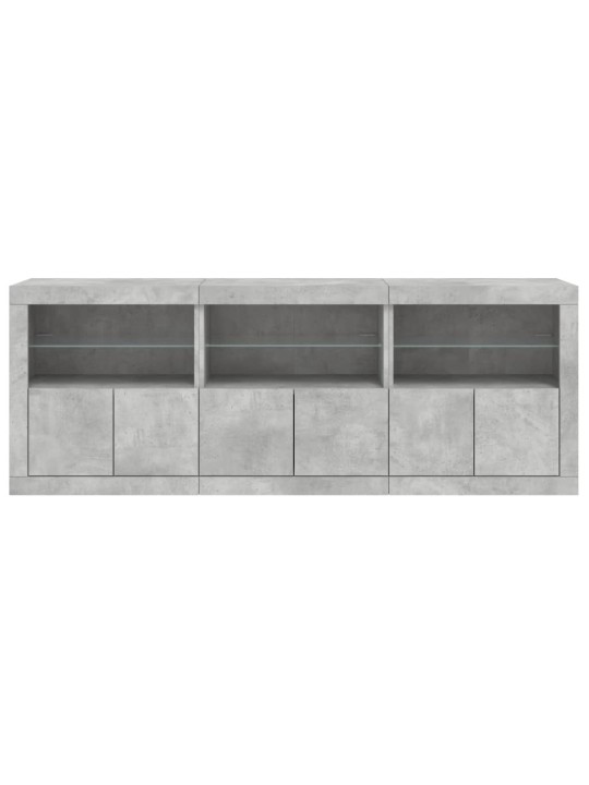 Kumode ar led lampiņām, betona pelēka, 181,5x37x67 cm