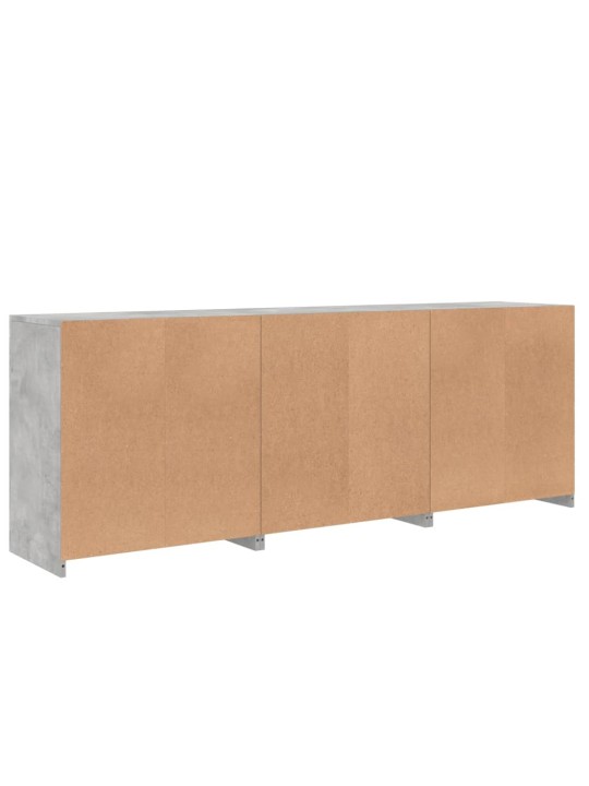 Kumode ar led lampiņām, betona pelēka, 181,5x37x67 cm