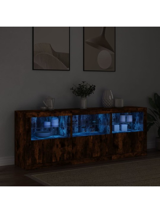 Kumode ar led lampiņām, ozolkoka krāsa, 181,5x37x67 cm