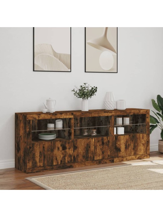Kumode ar led lampiņām, ozolkoka krāsa, 181,5x37x67 cm