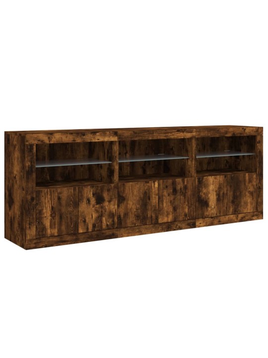 Kumode ar led lampiņām, ozolkoka krāsa, 181,5x37x67 cm