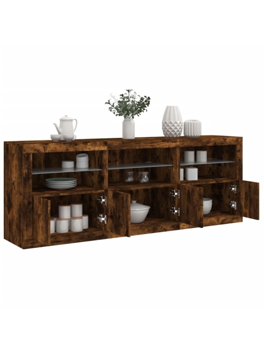 Kumode ar led lampiņām, ozolkoka krāsa, 181,5x37x67 cm
