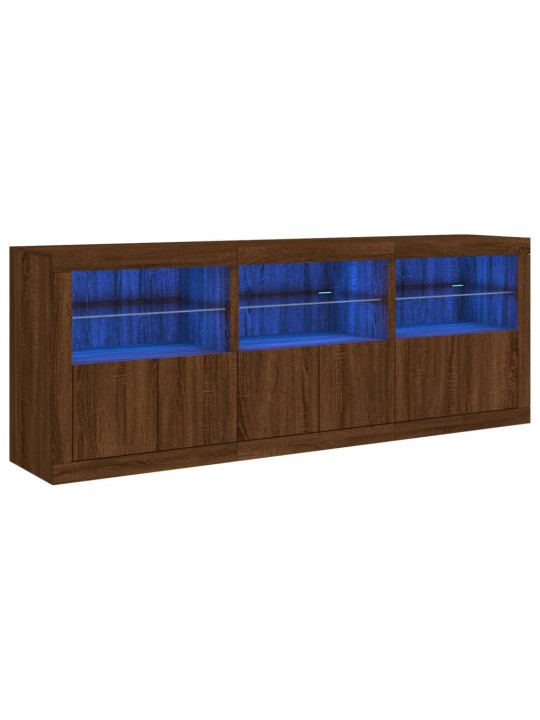 Kumode ar led lampiņām, brūna koka krāsa, 181,5x37x67 cm
