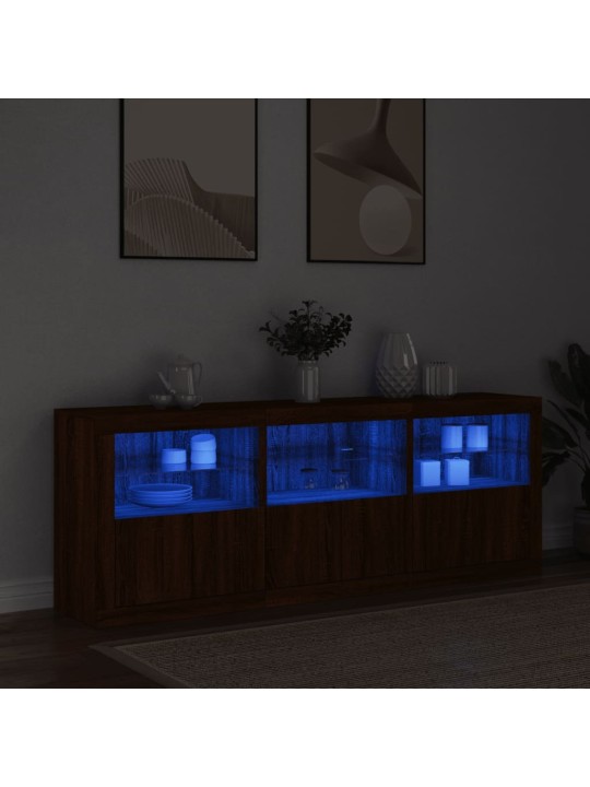 Kumode ar led lampiņām, brūna koka krāsa, 181,5x37x67 cm