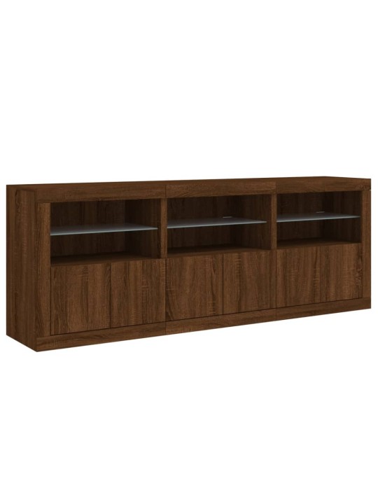 Kumode ar led lampiņām, brūna koka krāsa, 181,5x37x67 cm