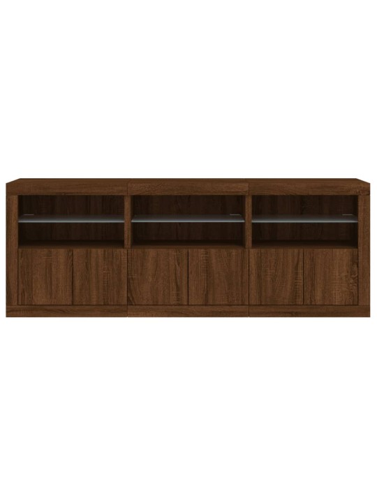 Kumode ar led lampiņām, brūna koka krāsa, 181,5x37x67 cm
