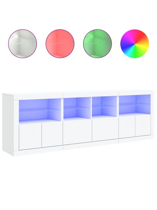 Kumode ar led lampiņām, balta, 202x37x67 cm