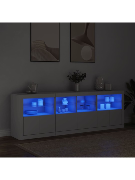 Kumode ar led lampiņām, balta, 202x37x67 cm