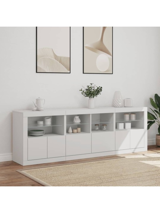 Kumode ar led lampiņām, balta, 202x37x67 cm