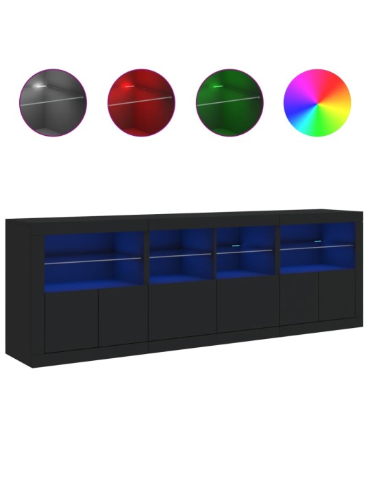 Kumode ar led lampiņām, melna, 202x37x67 cm